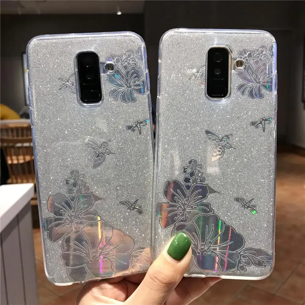 Бабочкой Роза цветок блестки ТПУ чехол для Meizu 15 M6T M6S M5S M5C M6 M5 Note мягкие блестящие