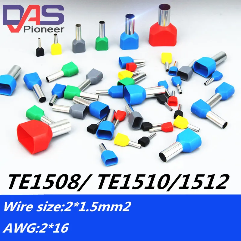 Обжимная Клемма с двойной трубкой TE1508 TE1510 TE1512 2X16 AWG и входной провод наконечники