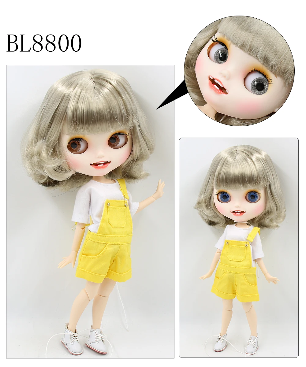 Neo Blythe Doll with Silver Hair, White Skin, Matte Smiling Face & Custom Jointed Body 1