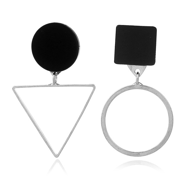 Statement Black Acrylic Drop Earrings for Women 2019 Fashion Jewelry Vintage Geometric Gold Asymmetric Earring