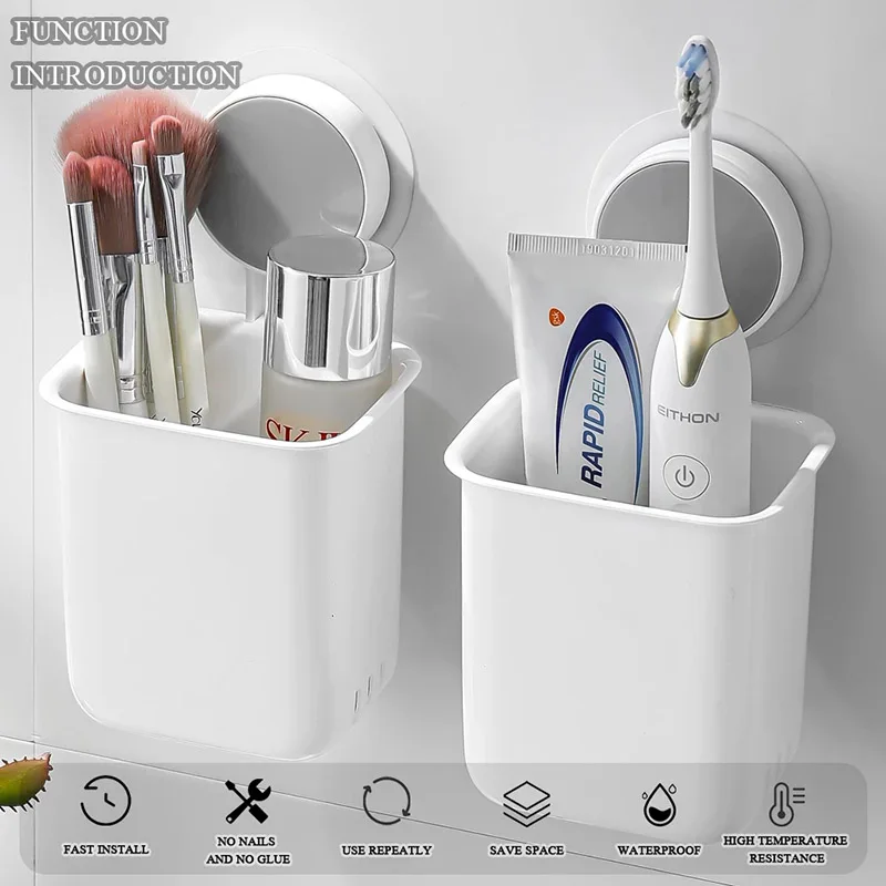Wall Mounted Toothbrush Holder Toothpaste Mouth Cup Waterproof Drill-FreeBathroom Storage Shelf Portable Rack Organize | Дом и сад