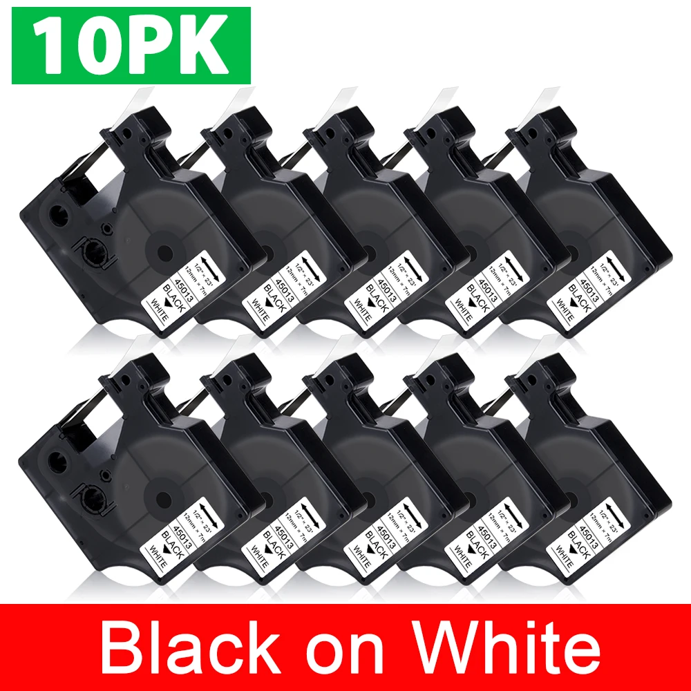 Fita de Etiqueta para Dymo Labelmanager Preto sobre Branco Dymo d1 45013 45016 45017 45018 45019 45020 10pk 45013 160 280 12 mm