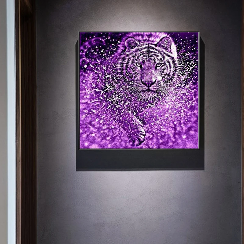 Miaodu Purple Tiger Animal Diy Diamond Painting Cross Stitch Msaic Home Decoration Embroidery Handmade Arts Craft Paintings | Дом и сад