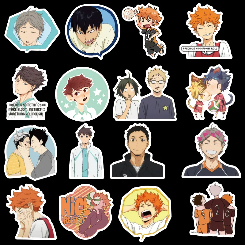 50pcs set anime haikyuu stickers cosplay accessories prop pvc waterproof cartoon decal sticker aliexpress