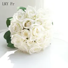 LKY Fr Свадебные цветы Свадебный букет шелковых роз белый розовый корсаж Свадебные букеты для подружек невесты Свадебные аксессуары для свадьбы