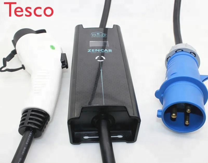 

J1772 EVSE with adjustable current 6A 8A 10A 12A 16A Level 2 Charger with industrial 3 Pins Plug