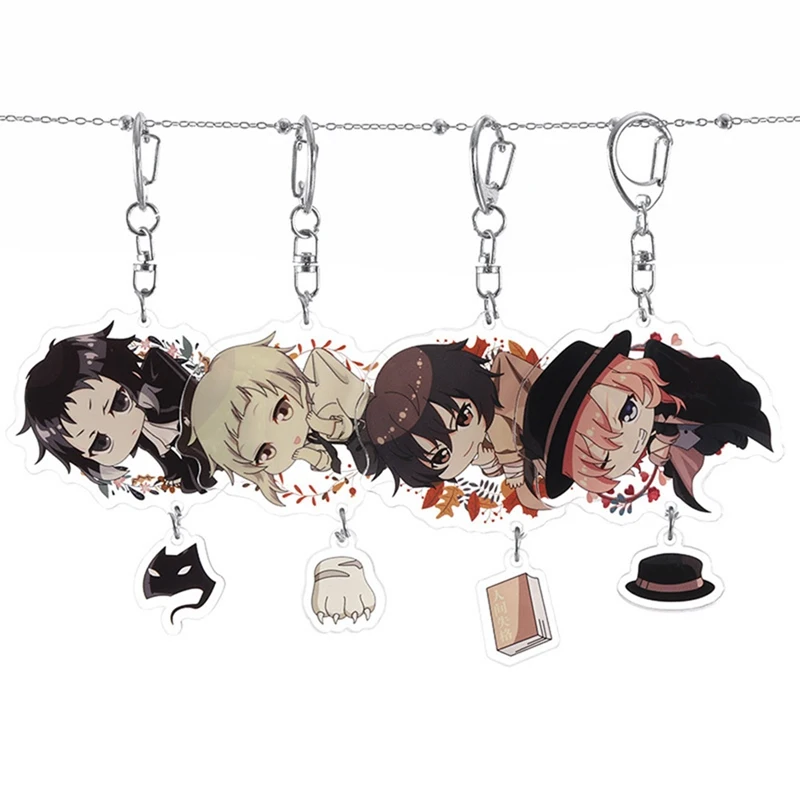 

New Fashion Anime Bungou Stray Dogs Atsushi Acrylic Keychain 4 Styles Pendant Key Rings