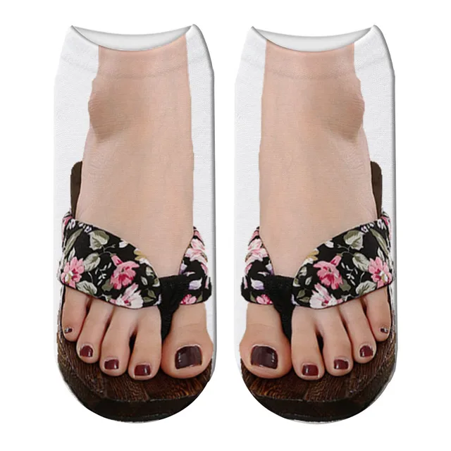 Cute Foot Printed 3D Socks For Women Kawaii Low Ankle Femme Girls Cotton Socks Casual Funny Creative Socks Happy Calcetines Sox syle7