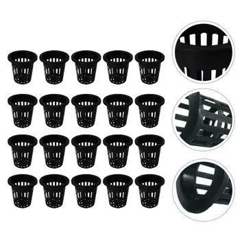 

100pcs Plastic Net Cup Plant Cups Nursery Cup Soilless Culture Cup for Garden