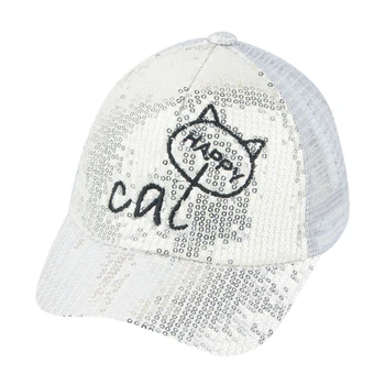 

Children girls baby Peaked cap kids Cartoon Cat Sequins Student Baseball Hat fashion Sunhat baby summer bonnet photo props A40