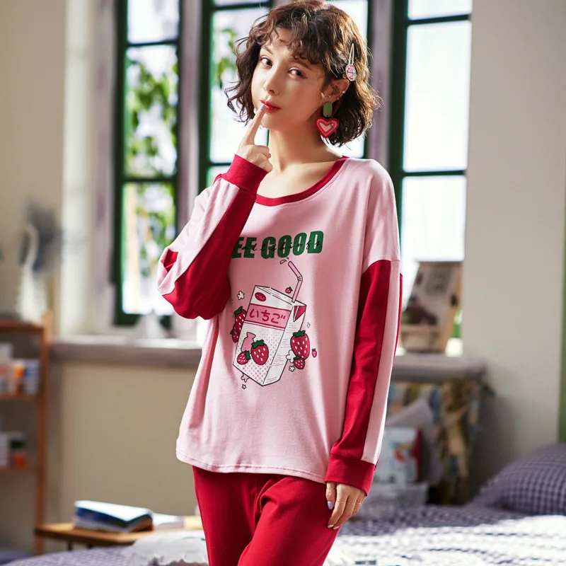

Chinese Spring And Winter Long Sleeve Sweet Cute Versatile Homewear Set