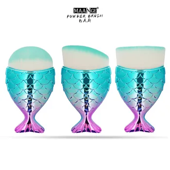

3pcs Professional Powder Brushes Wooden Handle High End Fish Scale Makeup Brush Fishtail Bottom Brush Powder Cosmetic Brush#0930