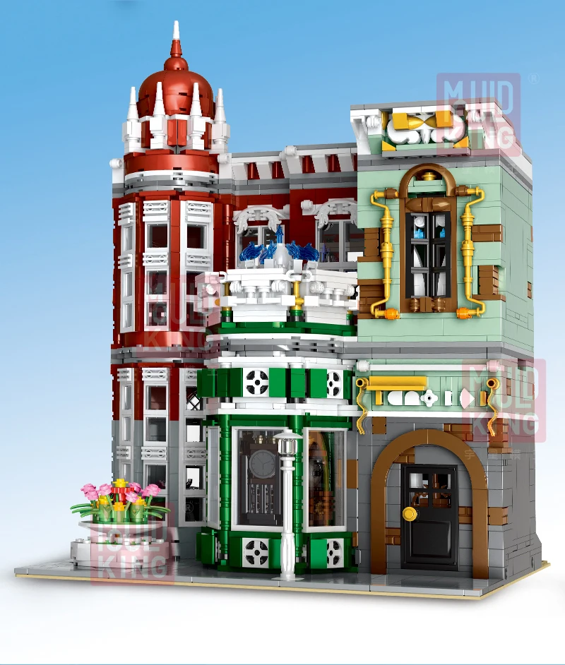 

MOC City Street Bricks Antique collection shop Compatible with legoyls Creator 10185 Green Grocer Model Building Blocks DIY Toys