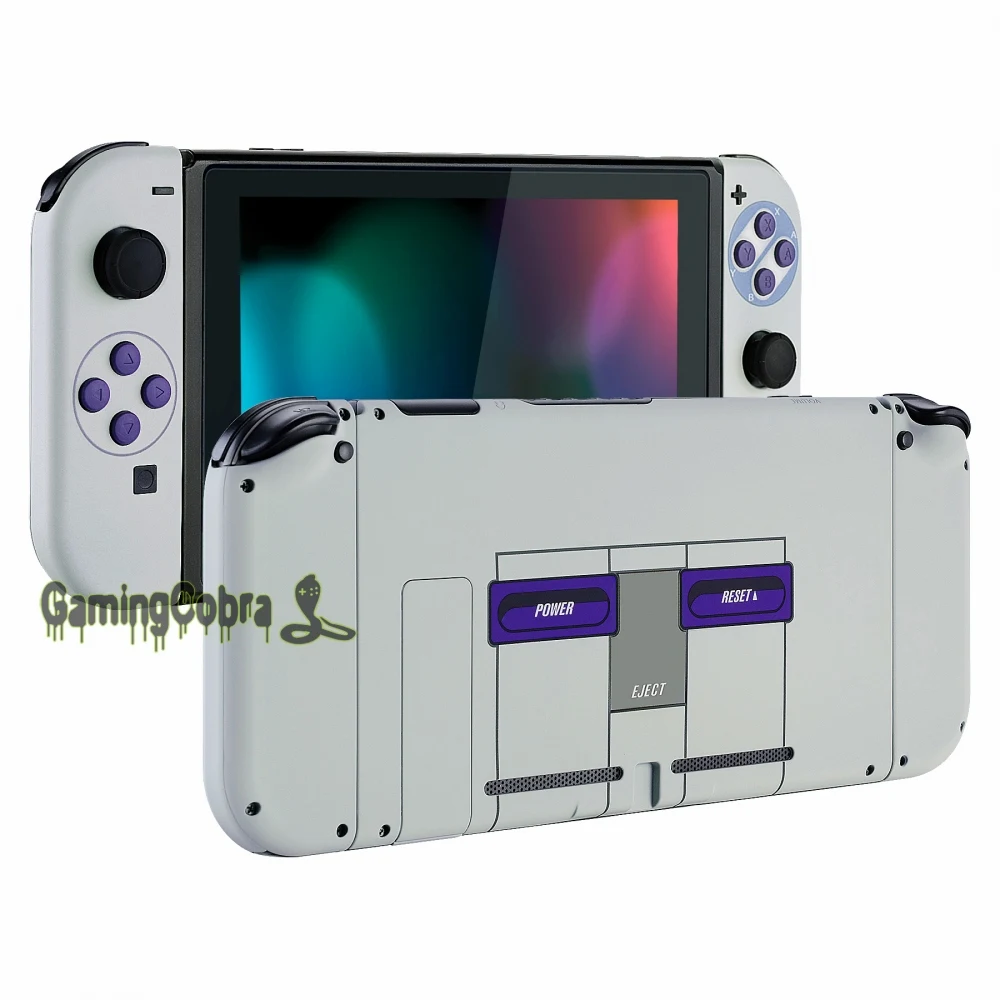 eXtremeRate Classics SNES Style Soft Touch Grip Console Backplate Controller Housing Shell with Full Set Buttons for NS Switch |