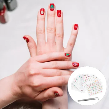 

24 Sheets Decals Xmas Christmas DIY Winter Snowman Party Nail Sticker Manicure Sticker Fingernail Decoration Nail Decals for Wom