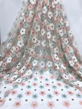 

Promotion price Africa lace fabric quality Rose Gold Pink Sequins Embroidered rose red gauze French lace cheap sequins fabric