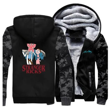 

Stranger Things Horror Story Thicken Zipper Jacket Hoodies Men Mike Rick Morty Funny Fleece Plus Size Sportswear Streetwear