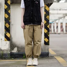 Европейские и американские модные простые зимние комбинезоны, Мужские штаны, свободные, девять точек, широкие штаны с завязками, штаны в стиле хип-хоп