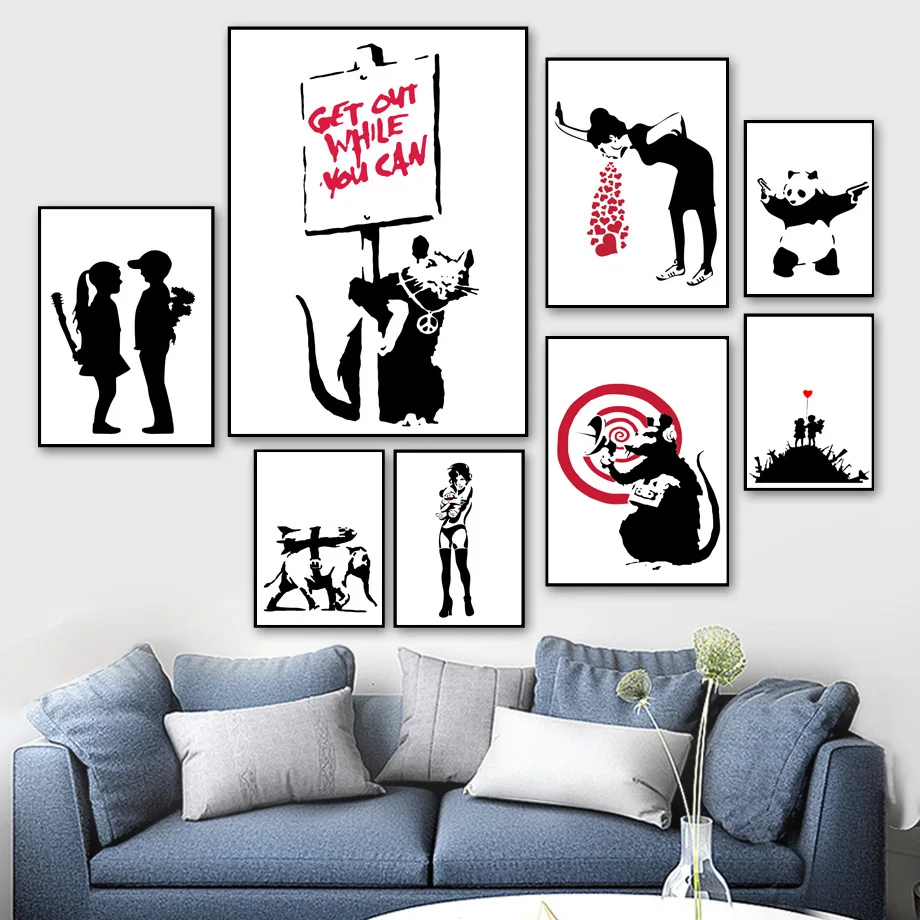 

Nordic GraffitiPosters And Prints Wall Art Canvas Painting Black And White Wall Pictures For Living Room Scandinavian Home Decor
