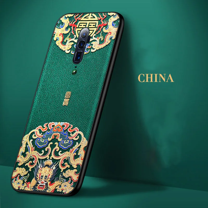 

For Oppo Reno Z Case 3D Emboss Leather Silicon Back Cover Aixuan Original Case for Oppo Reno 10x Zoom 6.6" Funda