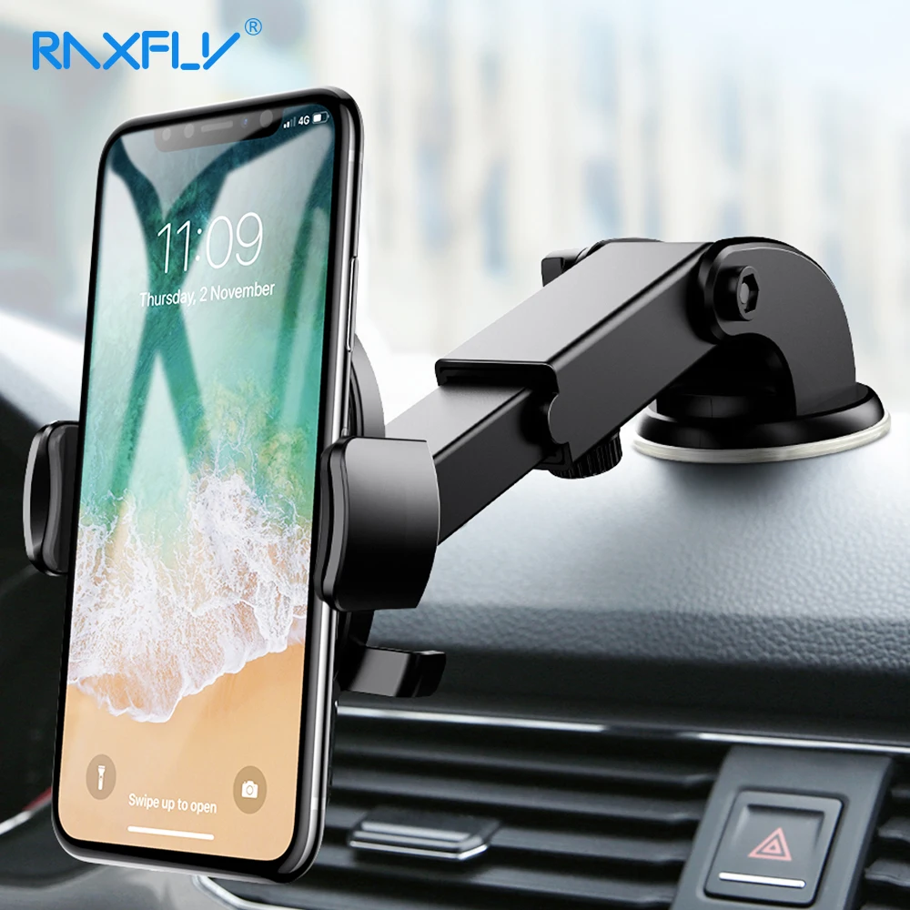 Автомобильный держатель для телефона RAXFLY крепление на лобовое стекло Samsung S9 Plus S8