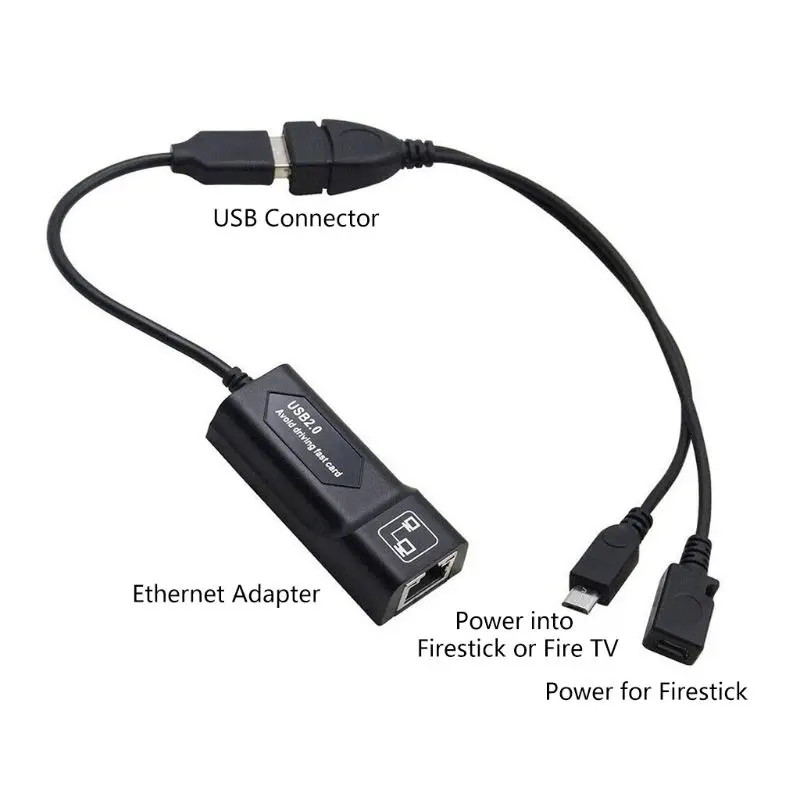 Чёрный прочный LAN Ethernet-адаптер USB-кабель-конвертер для устройства Ama-zon FIRE TV 3 |