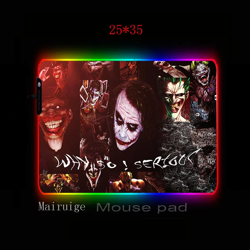 Mairuige Large RGB Mouse Pad Movie Funny Clown Black Lock-edge Computer Desk Mat Speed Rubber Non-s