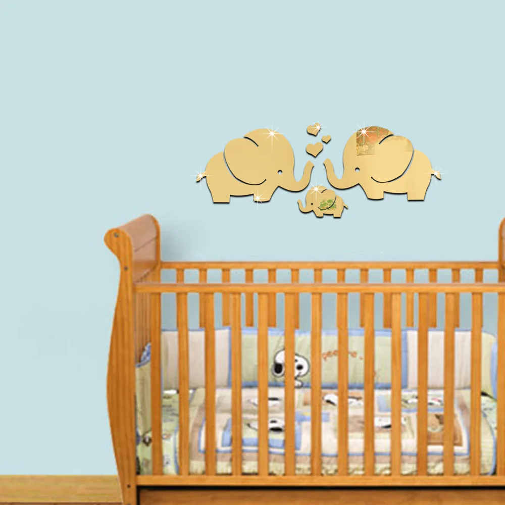 JM164 зеркальный стикер слона s экологически чистый вход гостиная кристалл трехмерная Наклейка на стену детская R