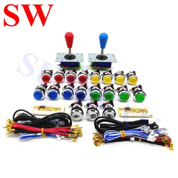 

Oval ZIPPYY Joystick with DIY Kit USB Encoder with LED Chrome Push Button For Street Fighting game machine DIY Arcade Kit Parts