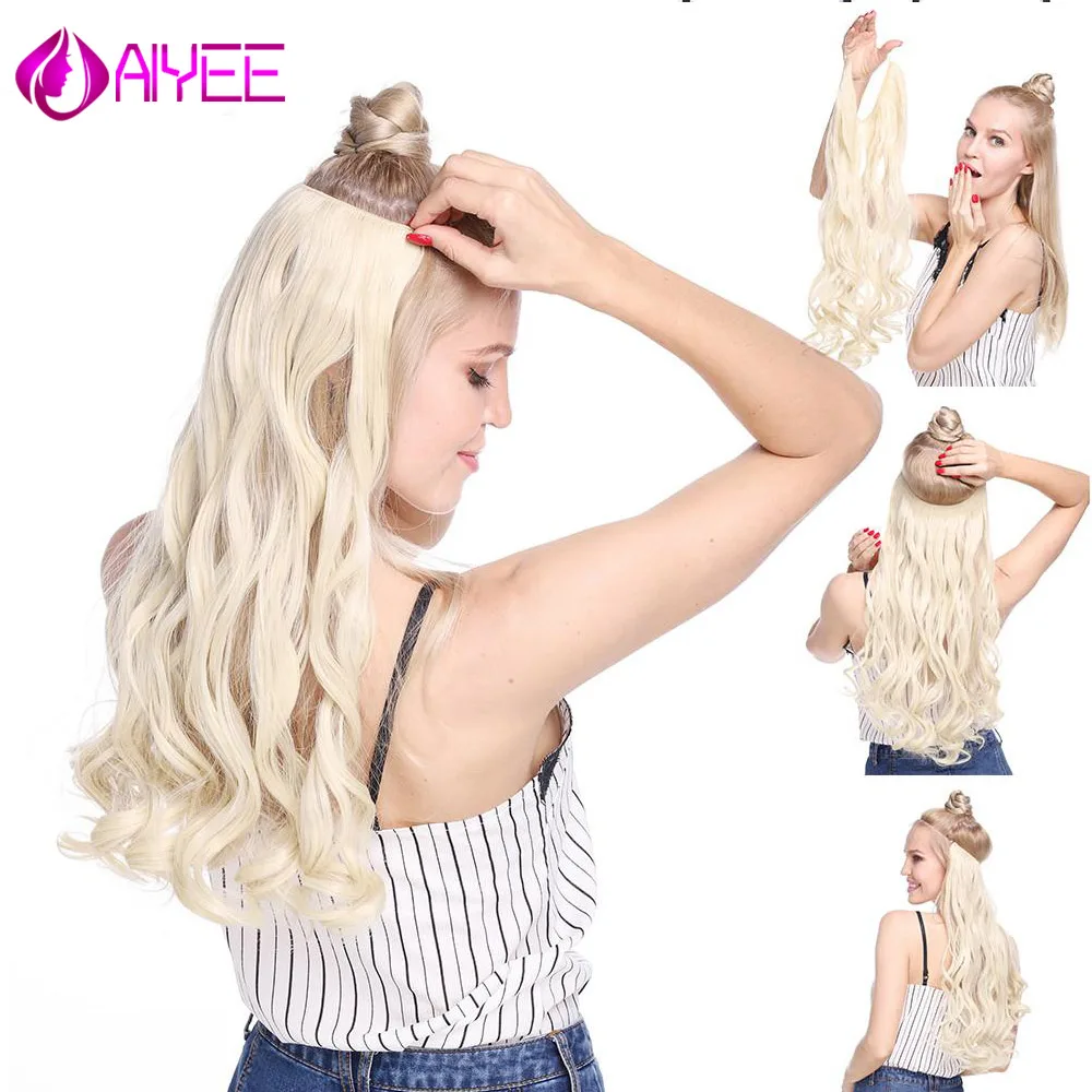 AIYEE 22 ''невидимая проволока для наращивания одна часть для Омбре волос Синтетический шиньон-хвост клип на проволоке рыбий линии волос