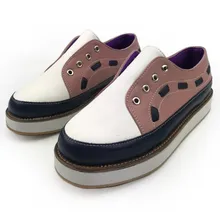 В ретро-стиле из PU искусственной кожи, смешанный цветной каучук обувь для прогулок; повседневная обувь; на платформе дерзкие женские кроссовки; с круглым носком; Для женщин ботинки на плоской подошве; высокие каблуки обувь Лоферы JU19-1 шт