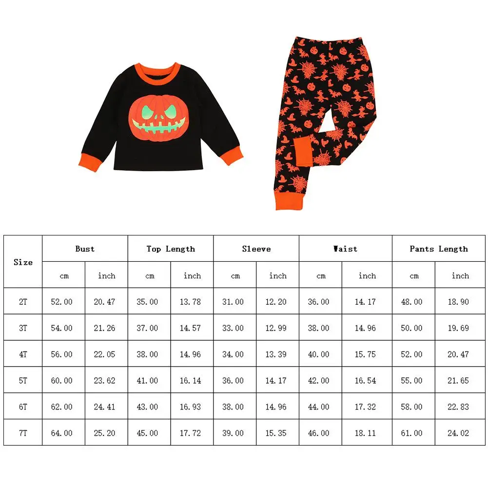 Пижамные комплекты для мальчиков и девочек, пижама на Хэллоуин, детский хлопковый пижамный комплект с тыквой, подарок на Хэллоуин