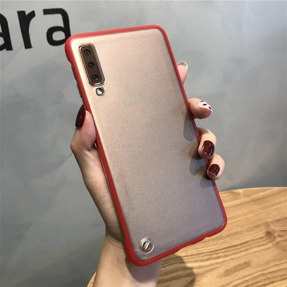 Frameless Bumper Case For Samsung Galaxy A7 2018 Note 10 Plus S10 S10E S9 S8 S7 Edge Phone Cases TPU + PC Solid Matte Back Cover |
