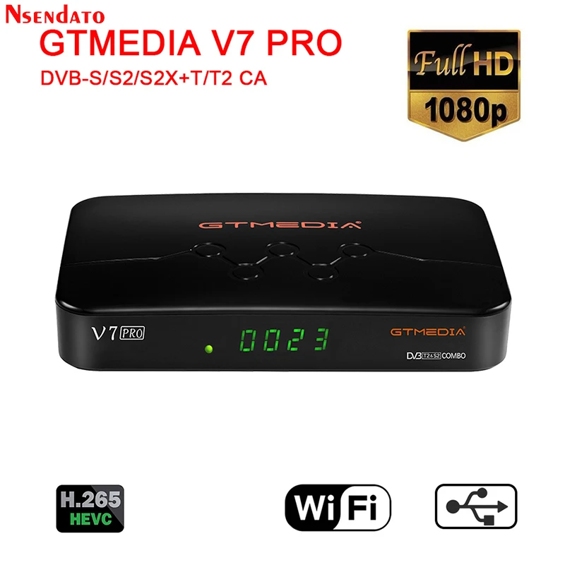 Cartão de tv Caixa de tv S2x + t Wi-fi para H.265 Nova Gtmedia Dvb-s - s2 t2 Decodificador ca Via Satélite Receptor Embutido Biss Chave Youtube 2021 v7 Pro - Image 2