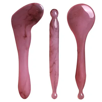 

New Pink Amber Massage Stone Resin Rod Scraping Massage Tool Plate Acupoint Pulling Face Facial Beauty Wax Meridian Shave Guasha