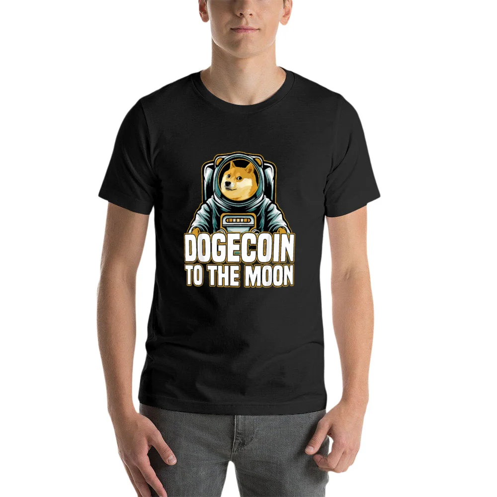 

Футболка Dogecoin на Луну для косплея, с принтом милой собаки, свободная уличная одежда большого размера 6XL, кавайная мужская летняя Однотонная футболка с круглым вырезом, Топ 2021