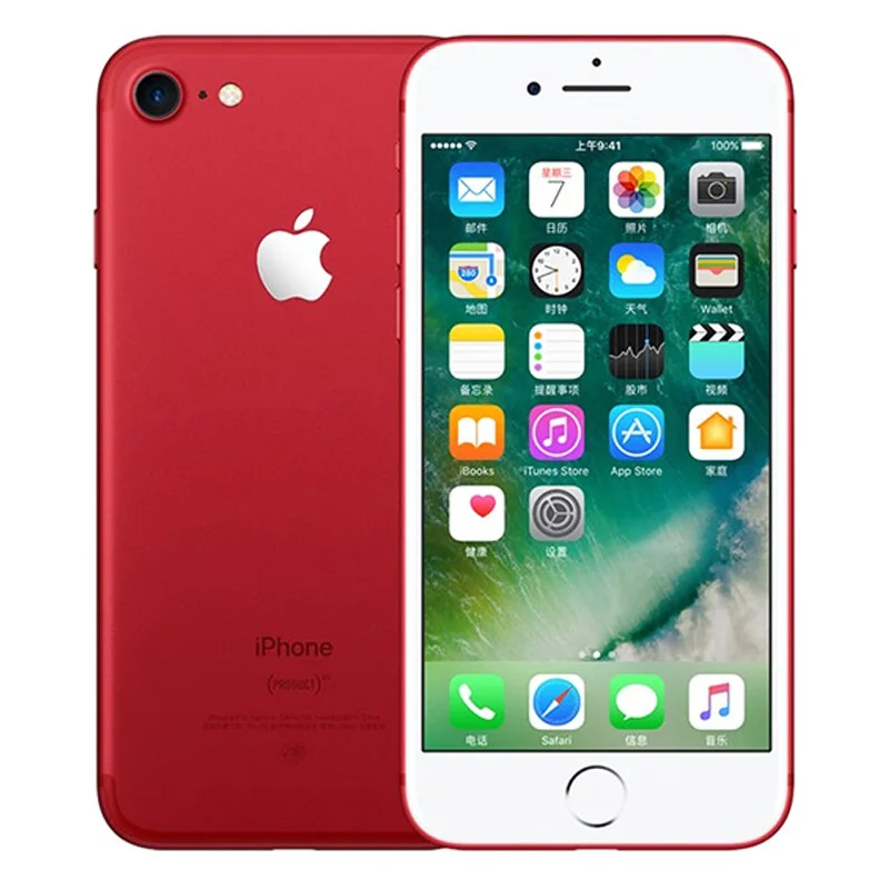 Red Apple iPhone 7 отпечатков пальцев 2 Гб Оперативная память 32/128/256 ГБ Встроенная память iOS 4 аппарат не привязан к оператору сотовой связи для разблокированного мобильного телефона, 12.0MP gps четырехъядерный мобильный телефон - Цвет: Red