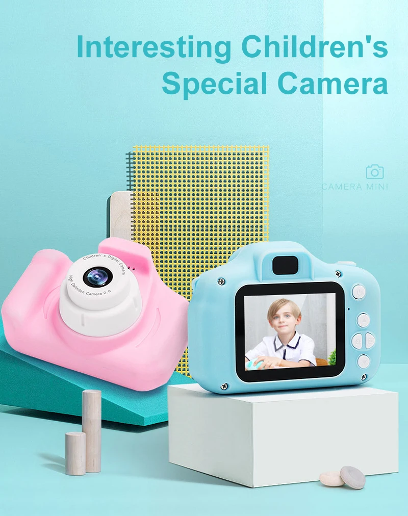 Детская цифровая камера, детская камера, игрушка 1080p HD, 2 дюйма, большой экран, обучающая игрушка, подарок на день рождения, нет необходимости в установке батареи
