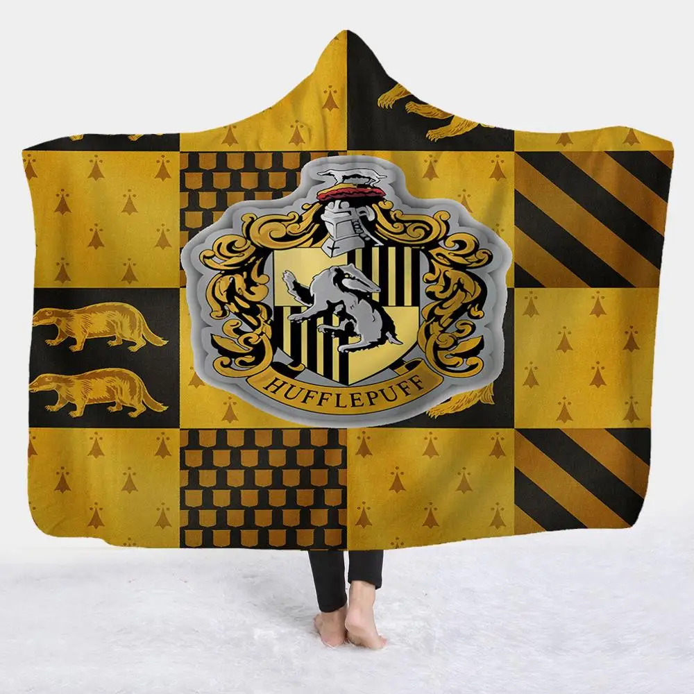 DREAM KARIN Slytherin Ravenclaw Gryffindor Hufflepuff 3D плюшевое одеяло с капюшоном для взрослых и детей, теплое, ноское, Прямая поставка
