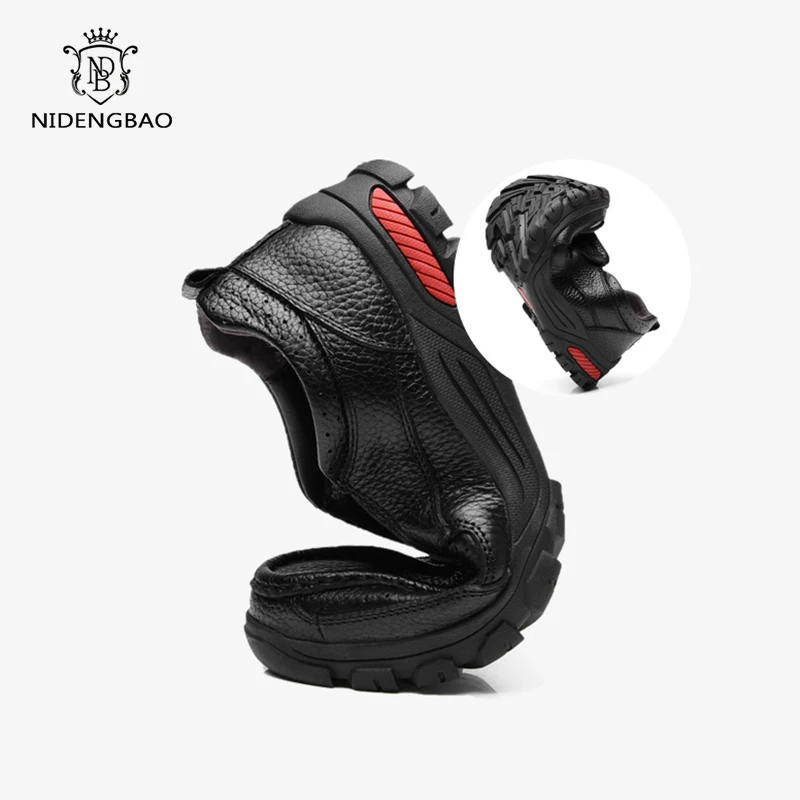 Genuine Leather Shoes Men Large Size 38-48 Slip-on Loafers With Fur Men's Casual Shoes Fashion Warm Footwear Zapatillas Hombre