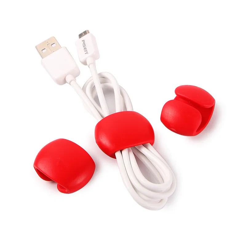 Red 5 pieces 5 шт. устройство для намотки кабеля Обертывания головное устройство Шнур Органайзер силиконовый usb-кабель зажим для управления ремешком держатель USB не более запутанные шнуры - Цвет: Red 5 pieces