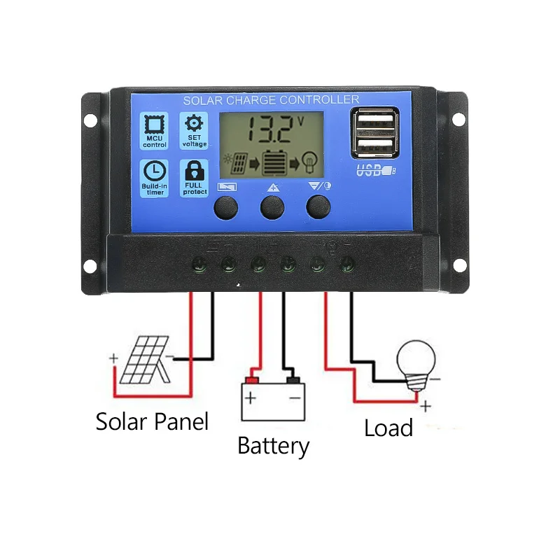 12V 24V контроллер солнечной панели 50A 40A 30A 20A 10A автоматический заряда батареи