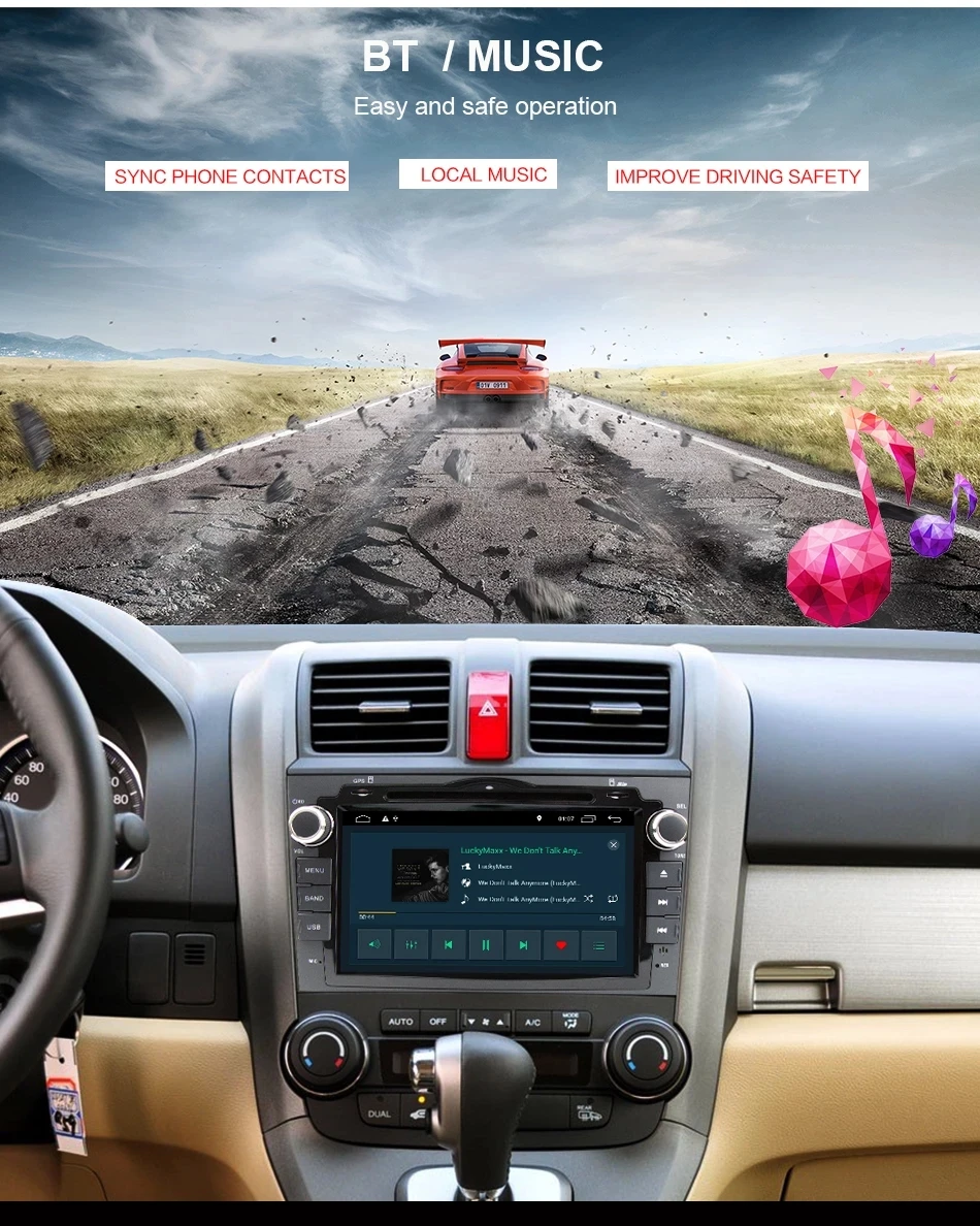 Best Eunavi 8 inch Android 9.1 2 Din Car DVD Player Radio GPS For Honda CRV Cr-v 2006 2007 2008 2009 2010 2011 Head Unit Stereo WIFI 6