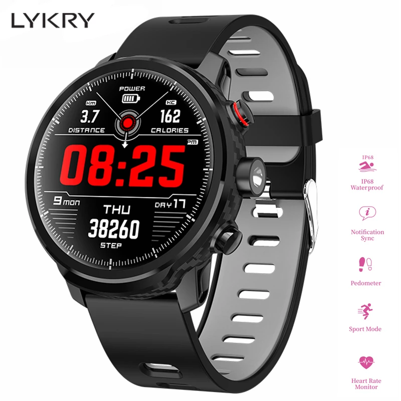 

LKKRY L5 Smart Watch Outdoor Men IP68 Waterproof Heart Rate Fitness Tracker Message Call Reminder Multiple Sport Mode Smartwatch