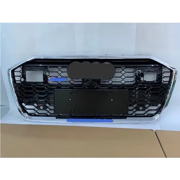 

For RS6 Style Front Sport Hex Mesh Honeycomb Hood Grill Gloss Black for Audi A6/S6 C8 2019-2020 with ACC Holes