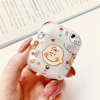 

Peanuts Charlie Brown Lucy bluetooth headphone case for apple airpods cover love heart couple wireless for air pod fundas hard