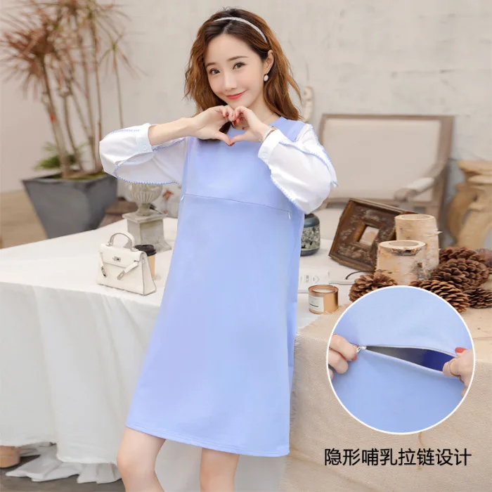 

2019 Spring And Autumn New Style Long Sleeve Nursing Nursing Fashion Pregnant Women Nursing Dress