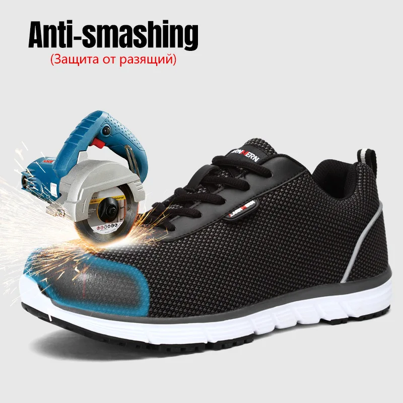 Kopen Larnmern Mannen Stalen Neus Veiligheid Schoenen Voor Mannen Lichtgewicht Ademend Werkschoenen Mannen Security Schoeisel Beschermende Sneaker