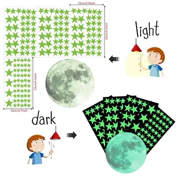 

Moon and Star Luminous Sticker Round Dot Paster Fluorescent Stars Glow in the Dark Ceiling DecorGlow In The Dark Toy