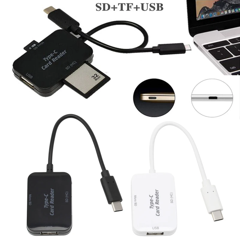 Компьютерные аксессуары USB-C type C к USB 2,0 концентратор SD TF считыватель карт памяти OTG адаптер для телефона ПК